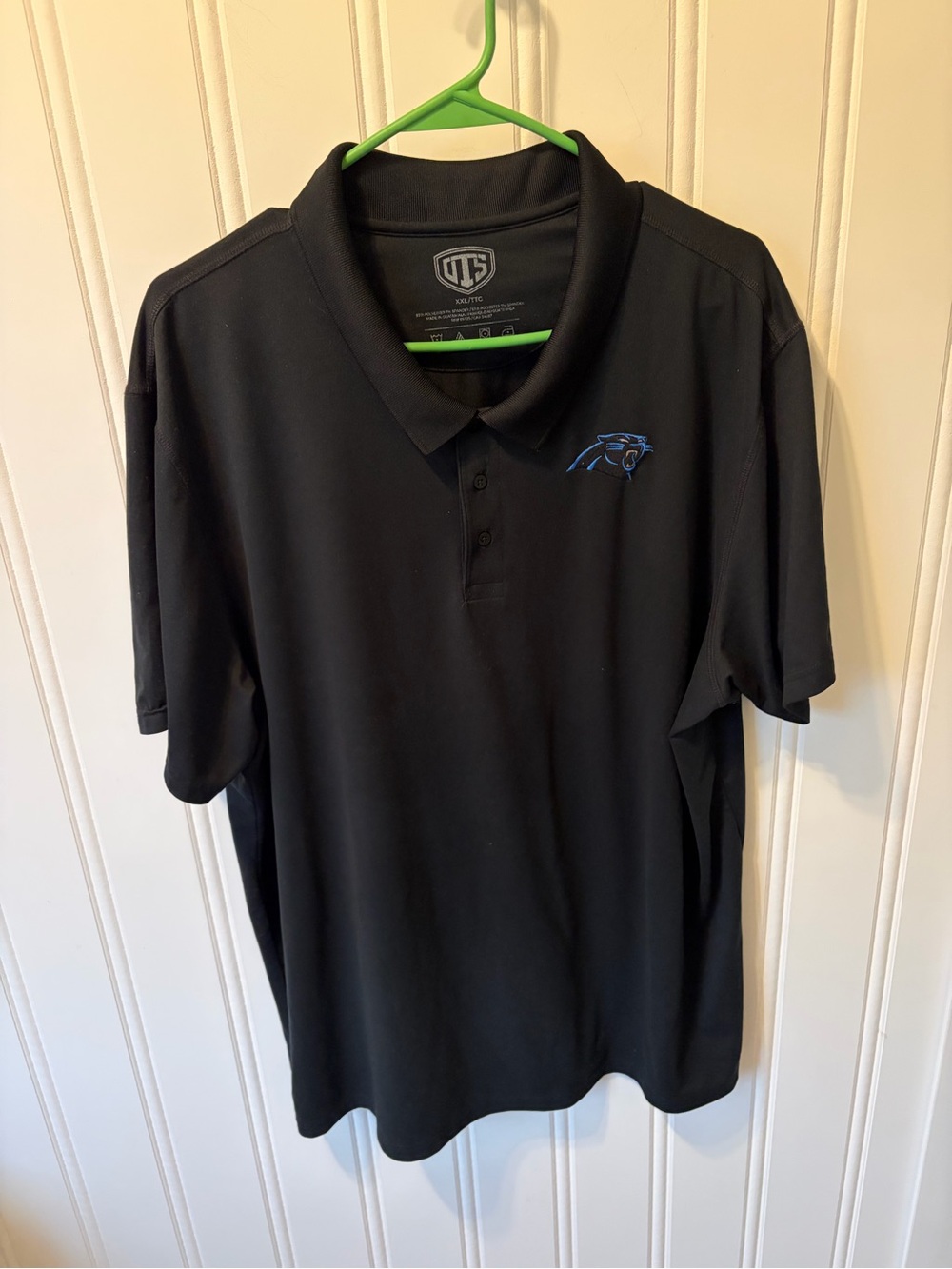 OTS Carolina Panthers NFL Men's Performance Polo Shirt Black XXL Embroidered